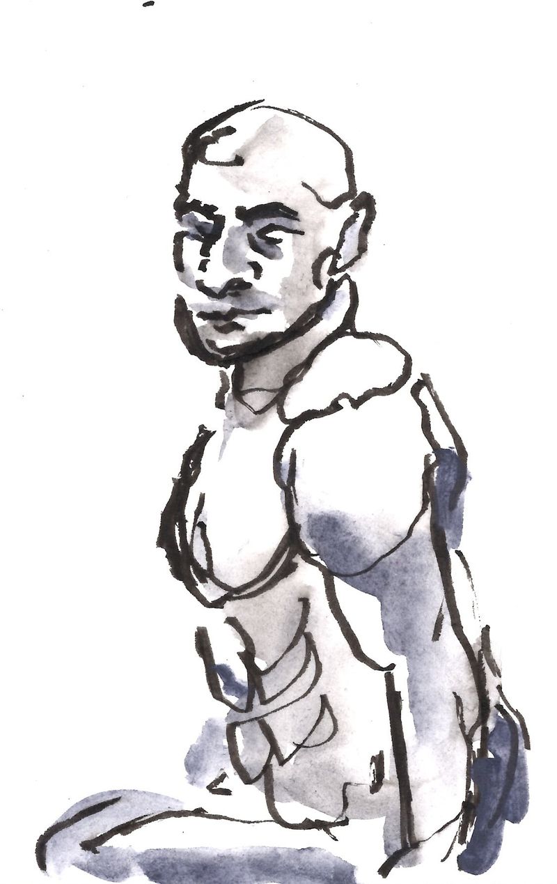 Journal sketch of Chris in fountain pen