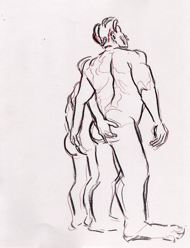 10 minute pose- colored pencil on toned paper