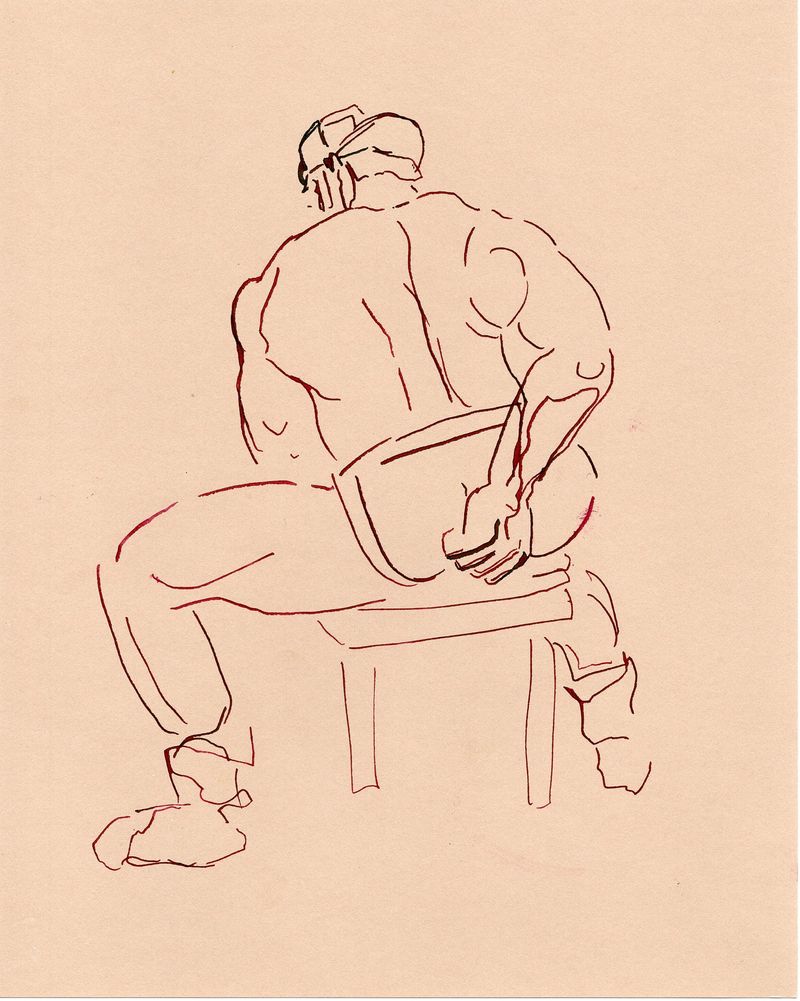 Dip pen on toned paper