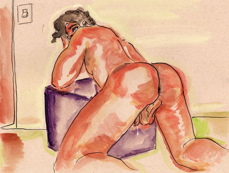 Watercolor on toned paper- 20 minute pose