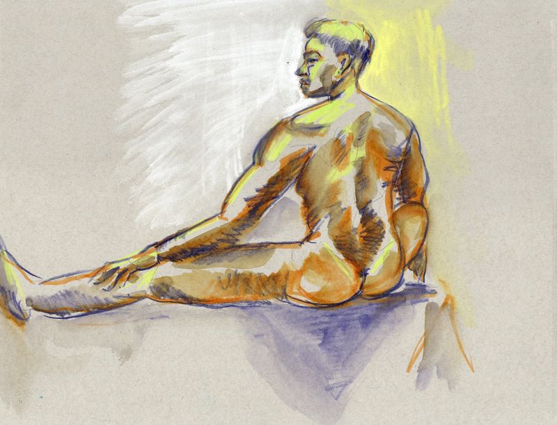 Colored pencils- 20 minute pose.
