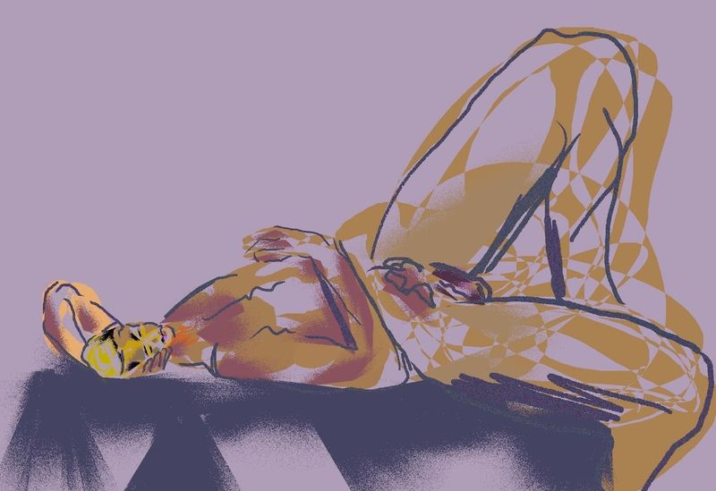 An experimental mosaic fill drawing of Angel- 20 minute pose.