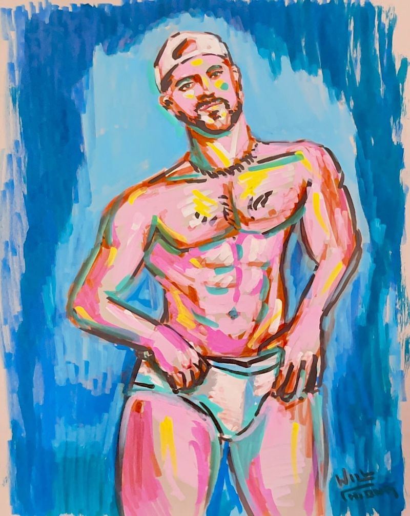 Acrylic marker on toned paper drawing of Niko.