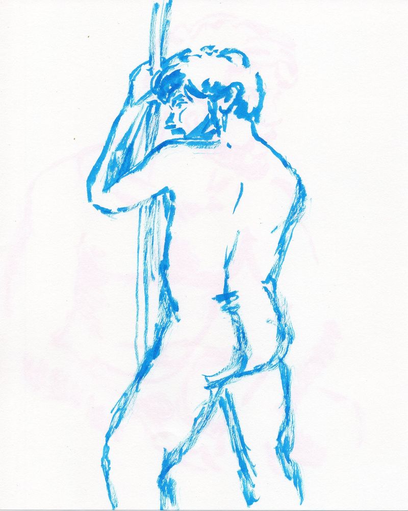 A Pentel Art Brush drawing- 5 minute pose