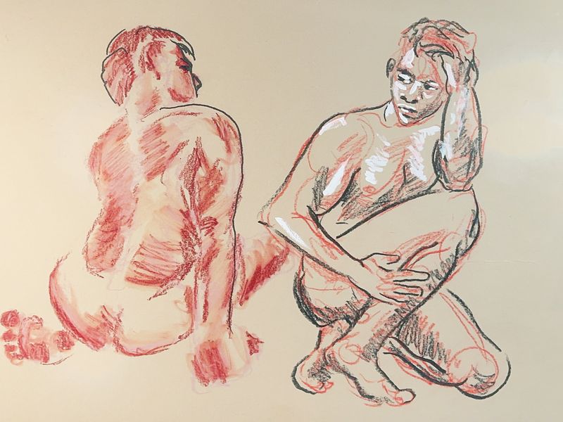 A page of ten-minute warmup figure sketches.