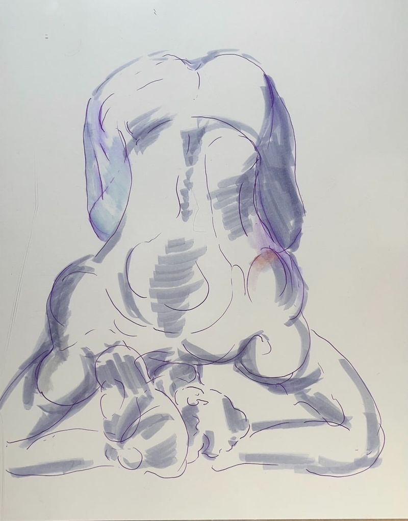 Jason drawn bending over