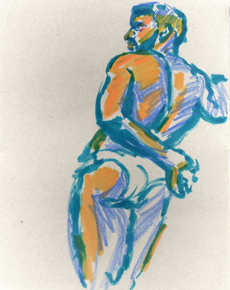 A sketch of watercolor and acryllic markers