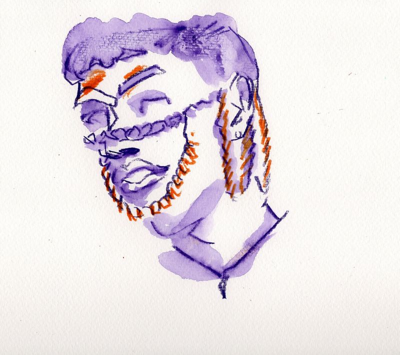 Watercolor markers and colored pencil for a 5 minute pose