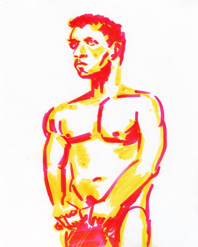 Watercolor marker on bristol- 10 minute pose