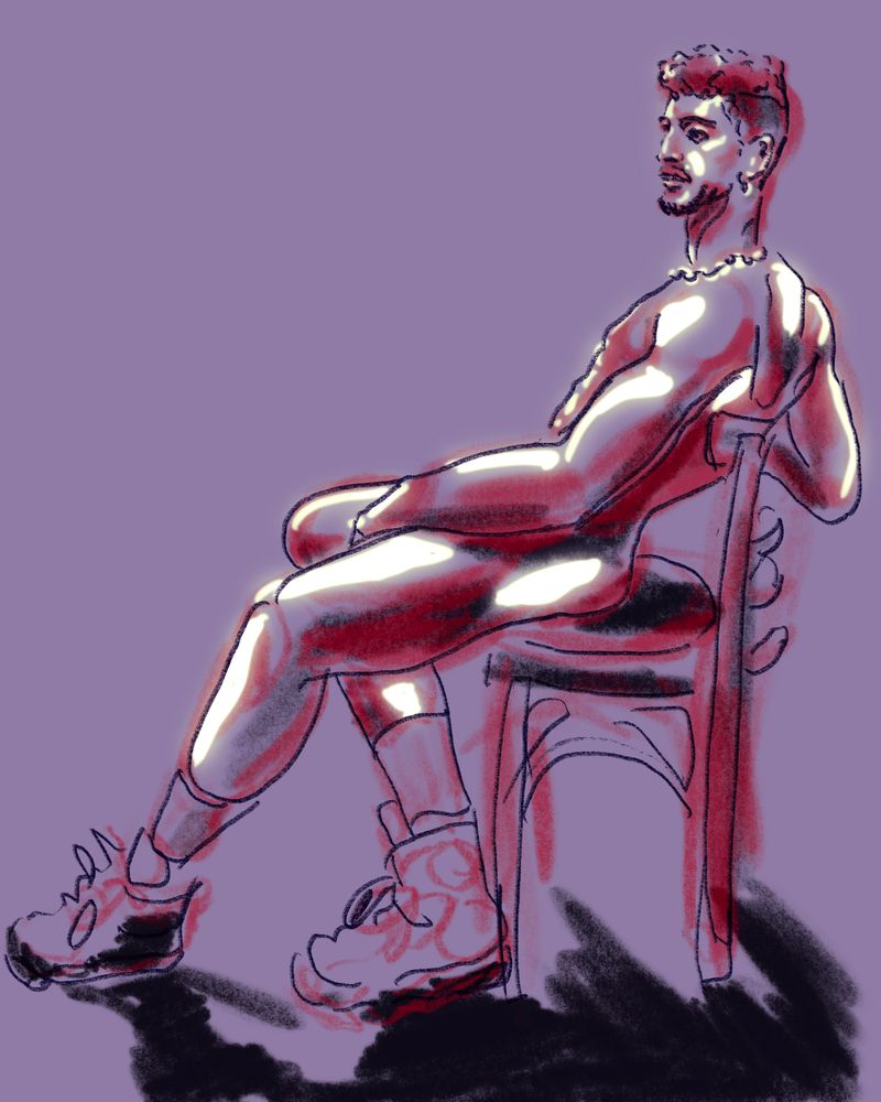 A Procreate drawing based on a 20 minute pose