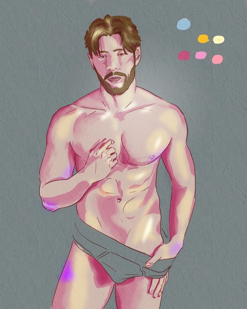 Male Model pulls down underwear slightly