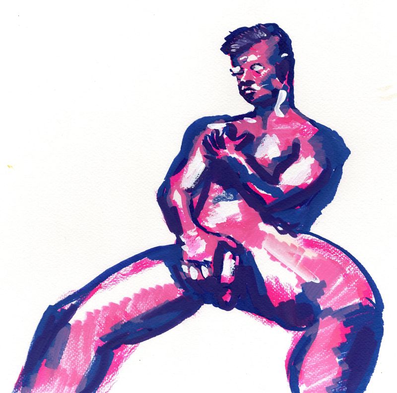 20 minute seated pose - acrylic and watercolor marker on bristol.