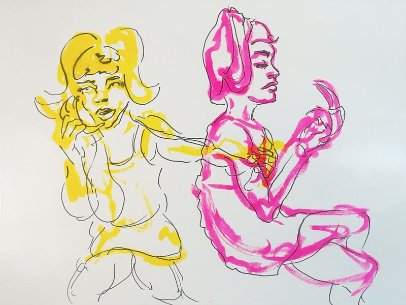Five-minute warmup gesture drawings from the session
