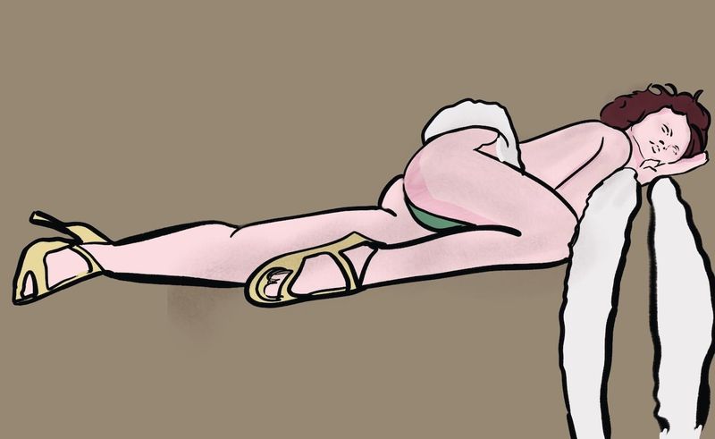 Digital Procreate drawing on iPad of Velvetina lying down