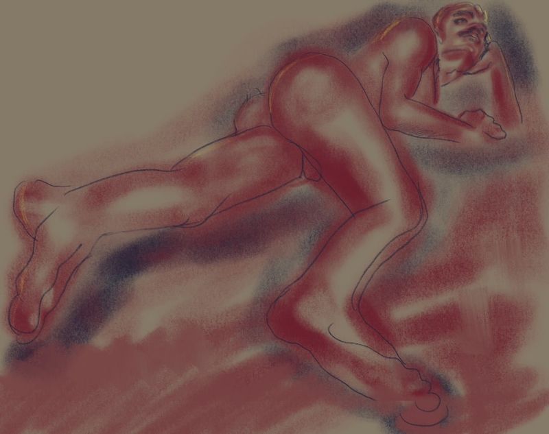 Digital charcoal on iPad - 20 minute pose