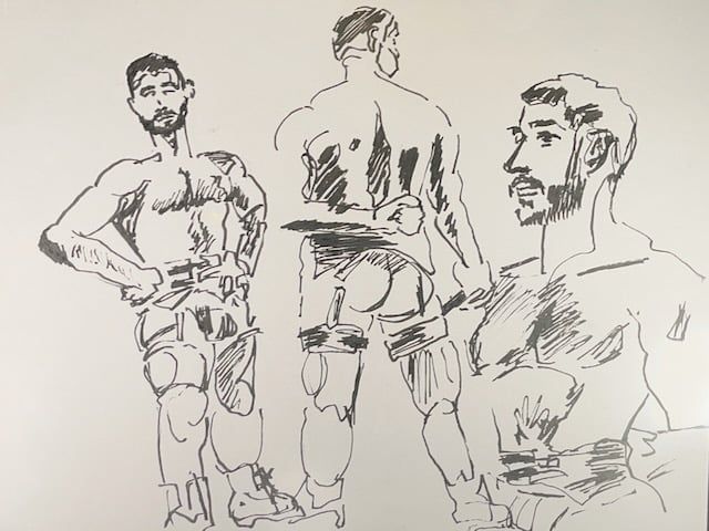My 5 minute warmup drawings of Tommy in fountain pen