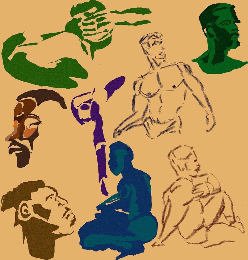 Gesture drawings in heavypaint- 2 minute poses.