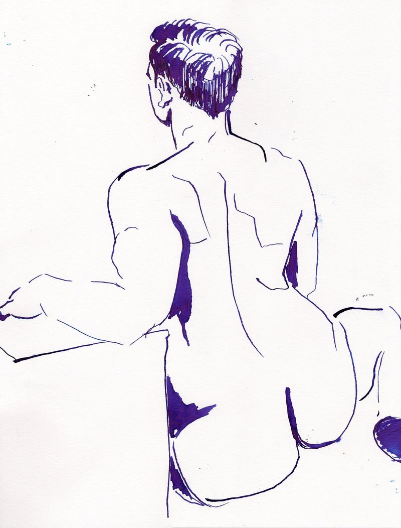 Drawing of Matthew using a dip pen.