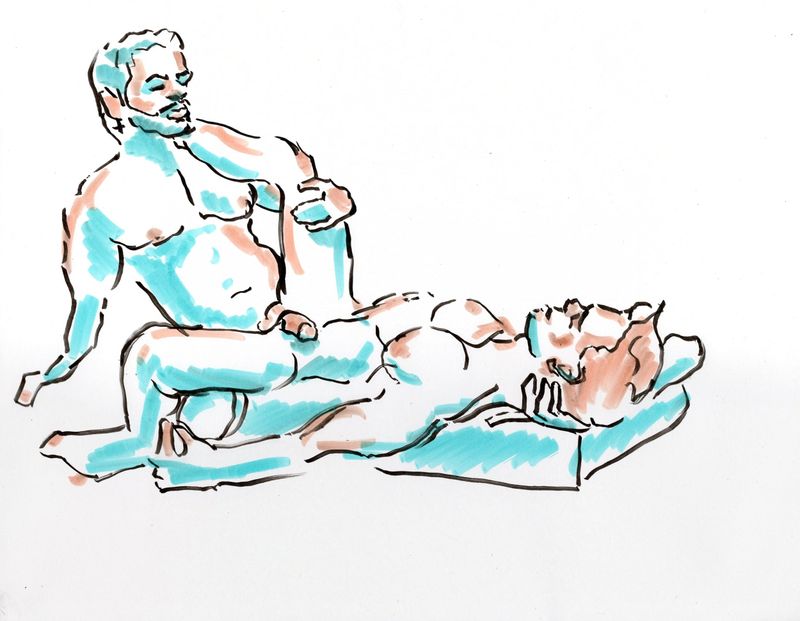 A drawing of Sergey and Guilherme