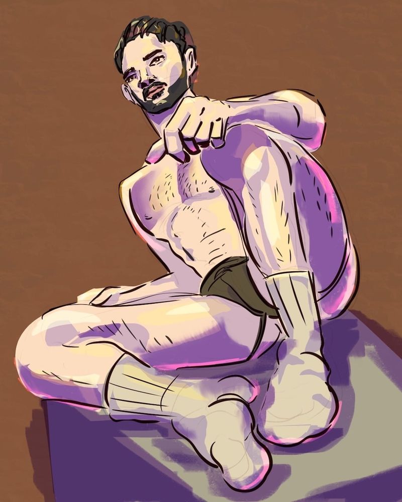 A digital drawing of Colin in Procreate