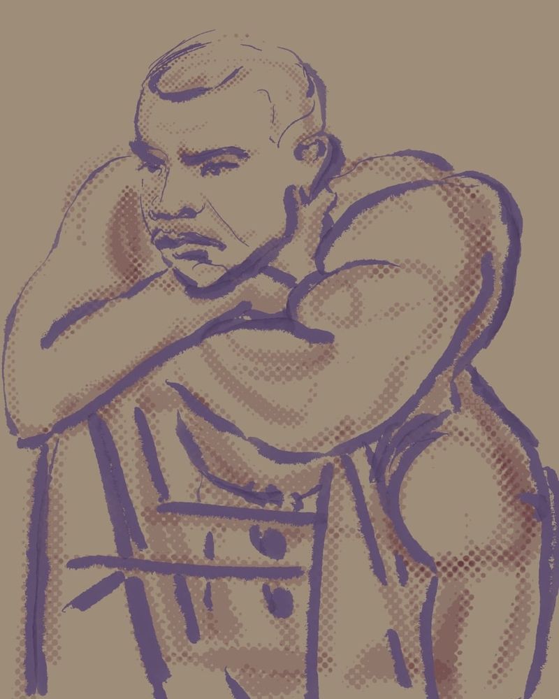 Rio posing on a ladder