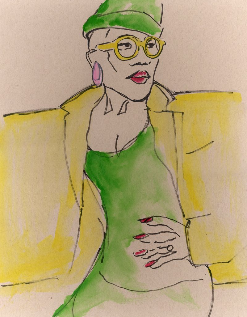 Acryllic marker and watercolor - 8 minute pose