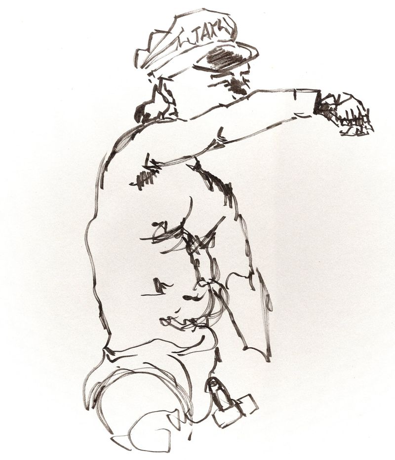 10 minute pose- watercolor markers and acryllic