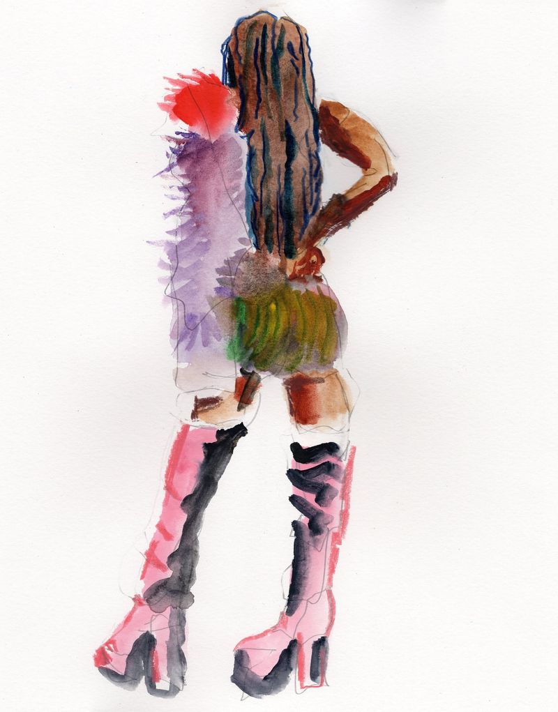 Watercolor pencil and marker- 10 minute pose