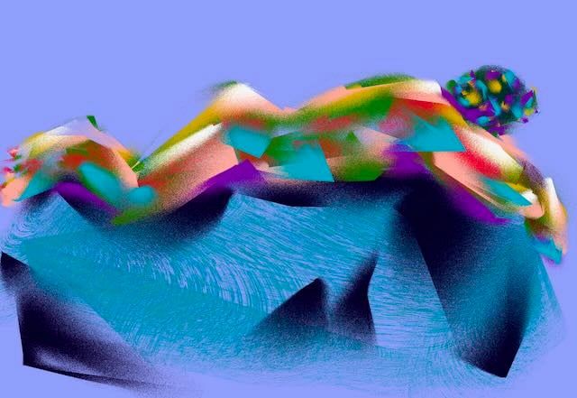 A digital abstract drawing of Jason reclining.