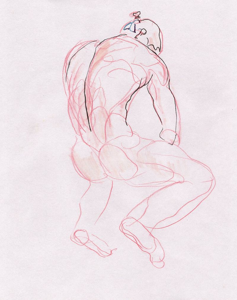 A 5 minute pose- pencil on toned paper.