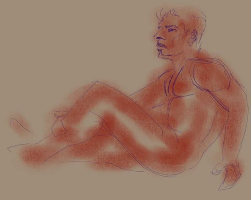 A digital drawing on iPad using digital charcoal brushes