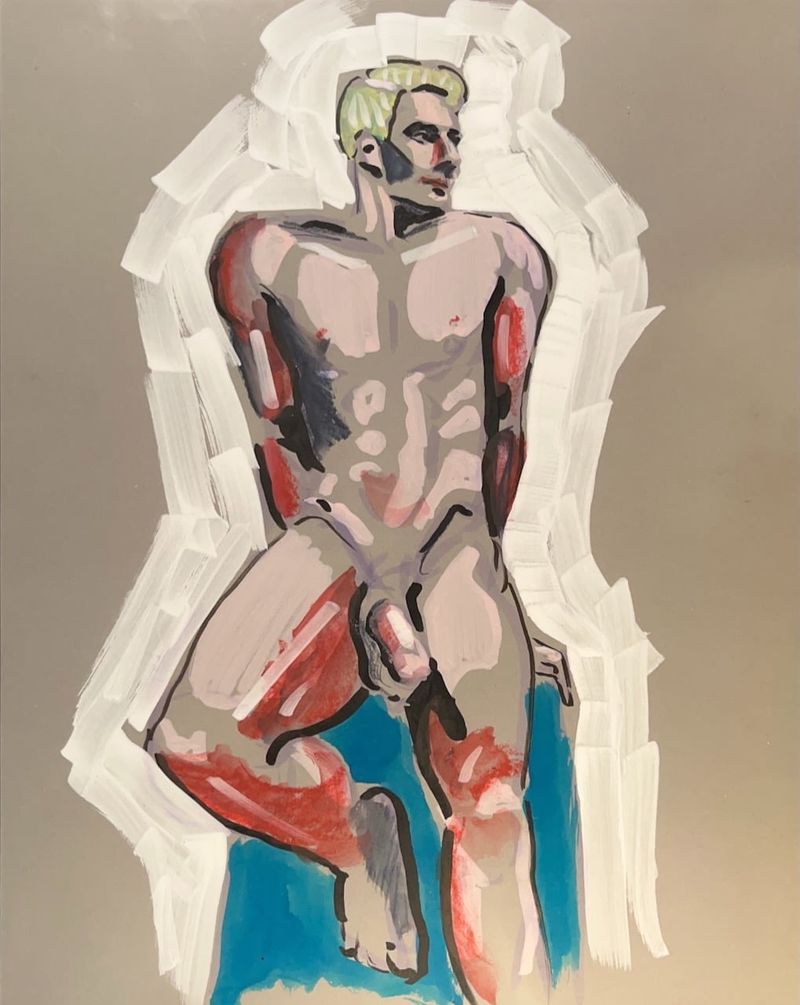 Jake reclining on a Pillar