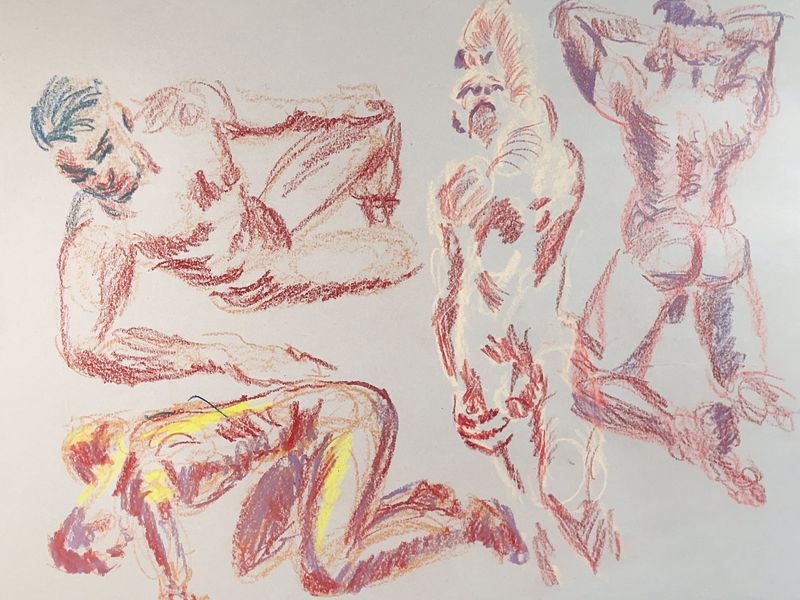 A page of quick five-minute warmup figure sketches.