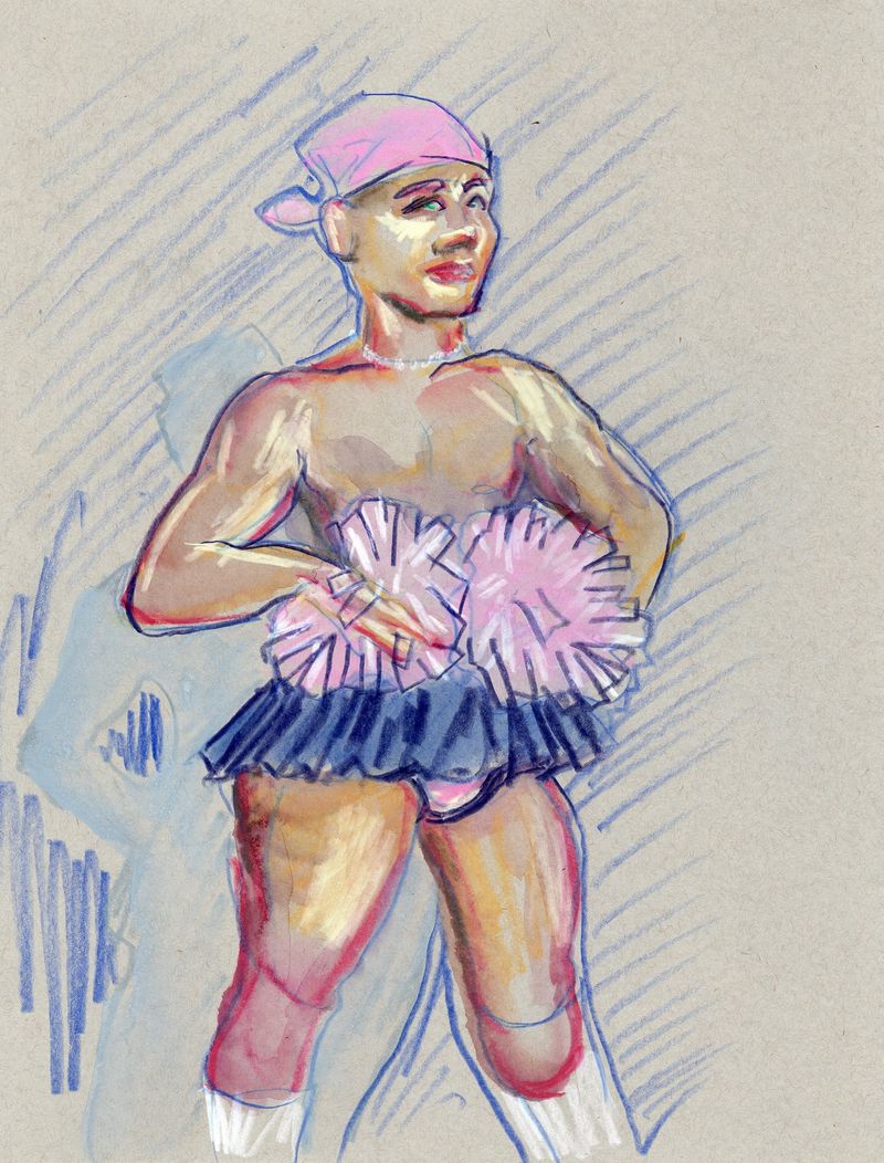 Watercolor pencils on toned paper- 20 minute pose