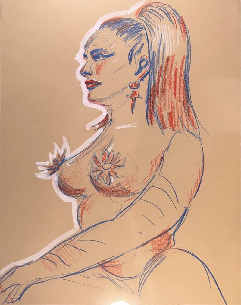 Acrylic on Toned Paper Drawing of Alexa