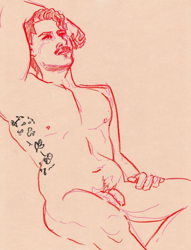 colored pencil on toned paper