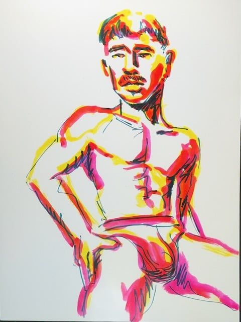 Portrait in watercolor marker