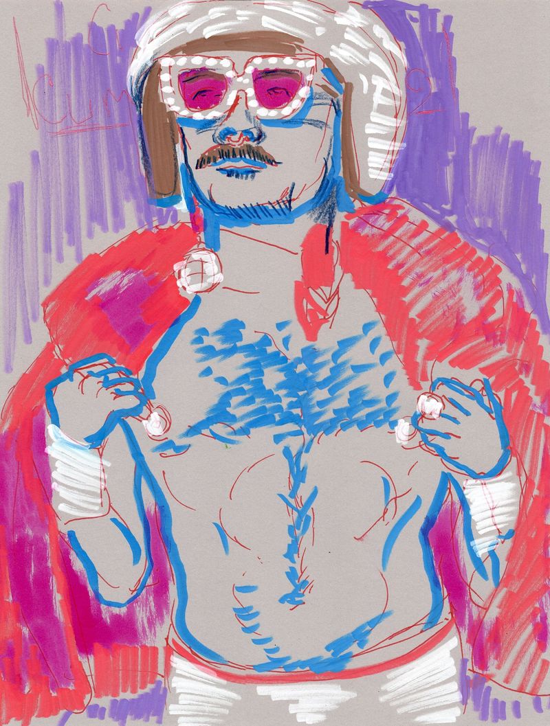 A drawing of Jack in Acrylic Marker on toned paper