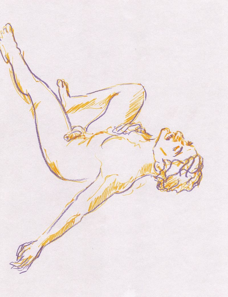 pencil and watercolor marker on toned paper