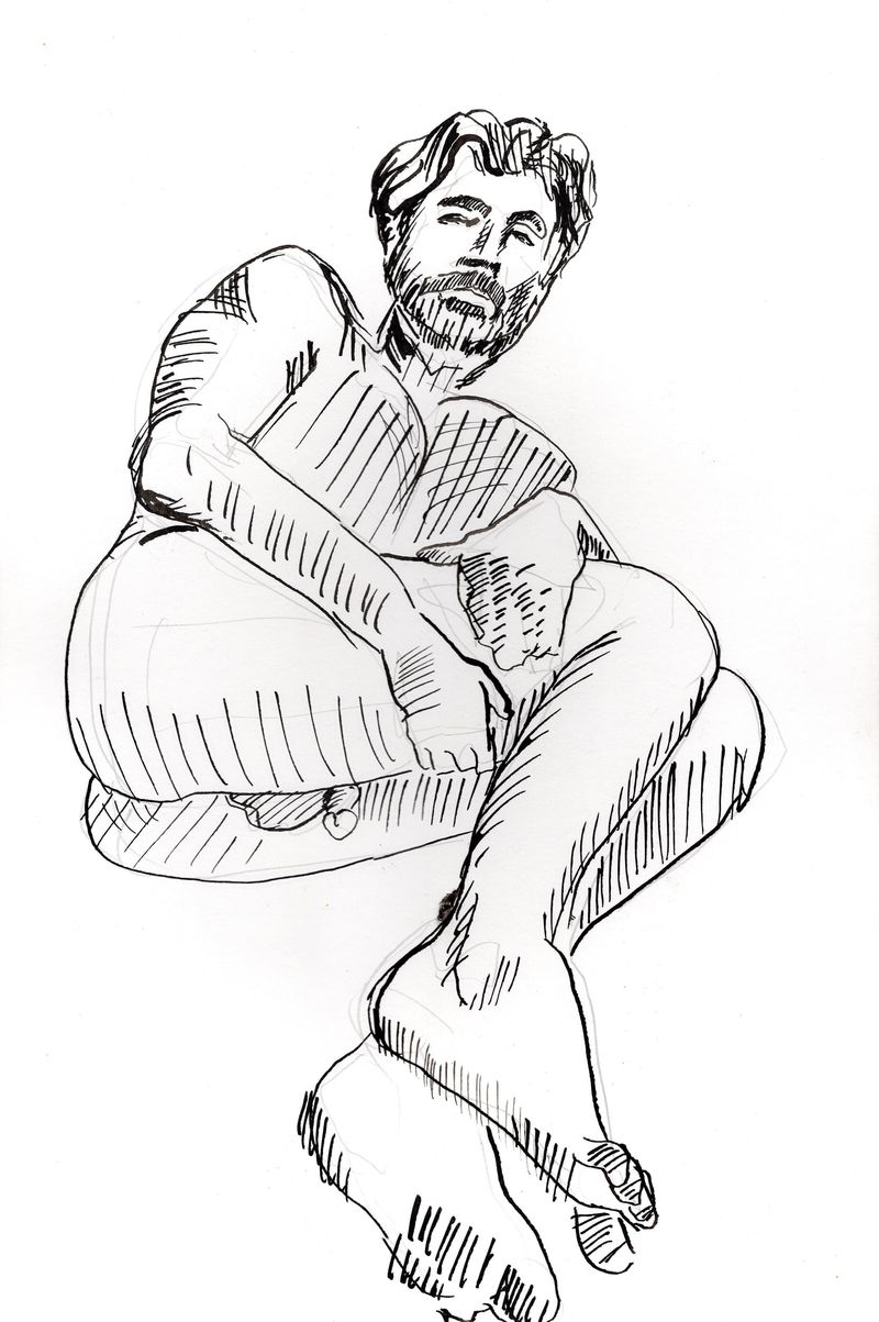20 minute pose - Kakimori dip pen and ink