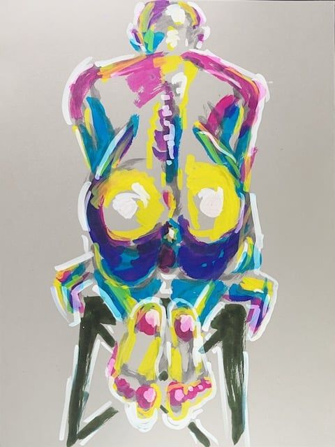 An acrylic drawing on toned paper