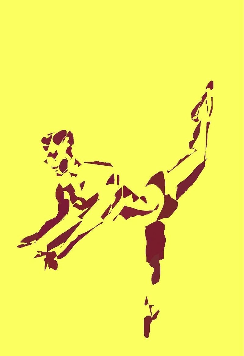 A warmup pose - Jake doing a ballet pose