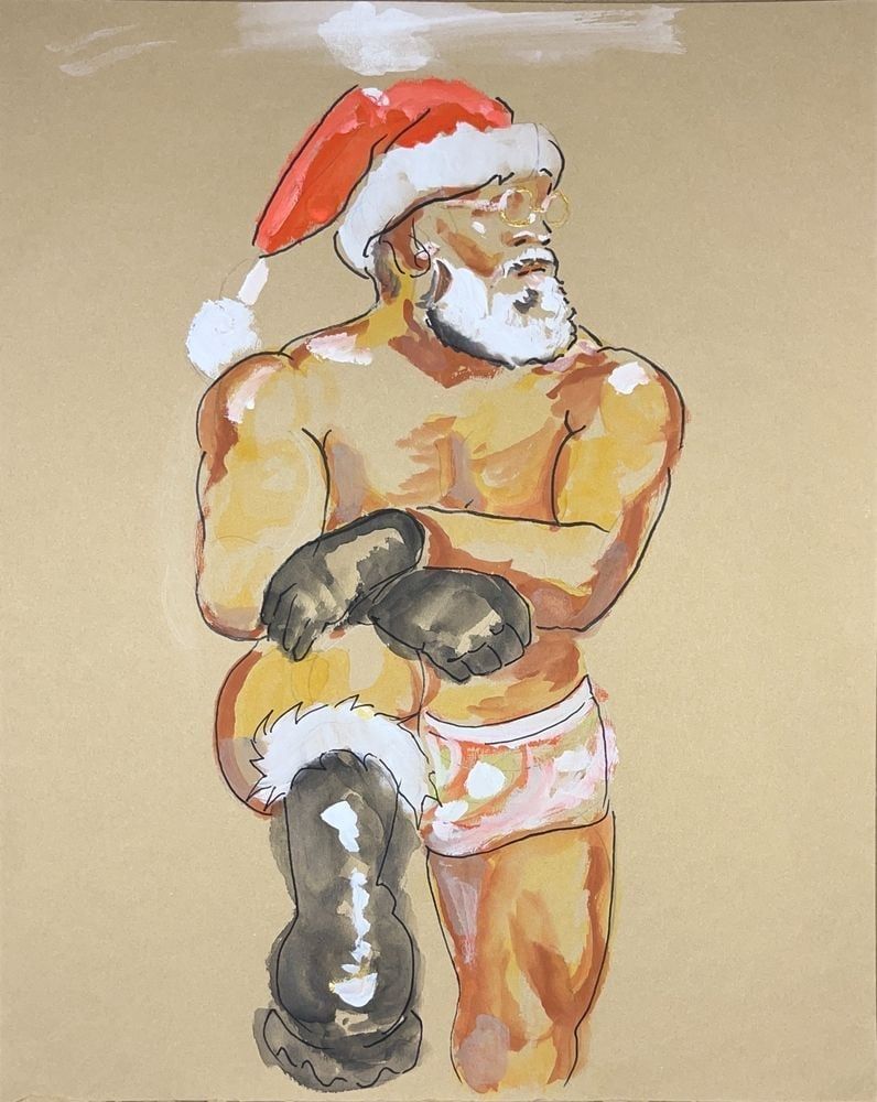 Chilton posing for drink and draw at Rebar Chelsea. Watercolor and gouache on toned paper.