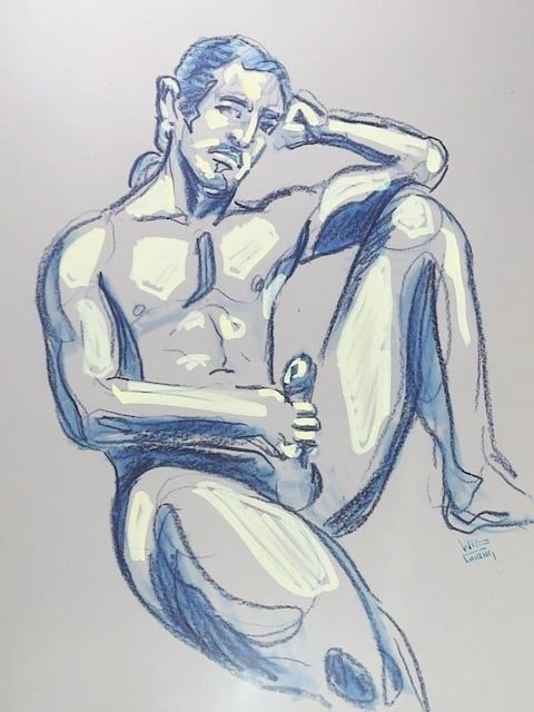 Colored pencil on toned paper of Raf Jerkin it