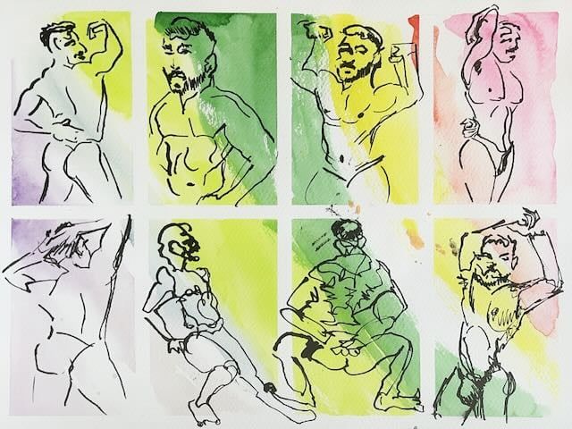 2 minute warmup gesture drawings of Carlos.