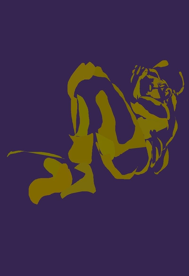 Heavypaint drawing- angel with his knee up- 5 minute pose