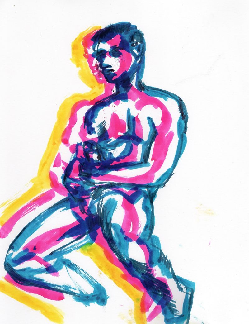 Watercolor marker on bristol- a 15 minute pose