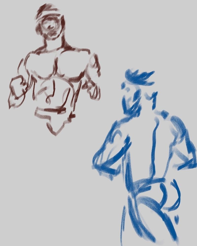 Warmup gesture drawings of Alan- 1 minute- Digital drawings in Procreate