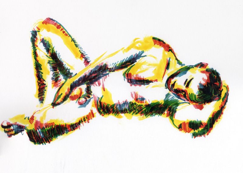 Fountain pen multicolor on bristol