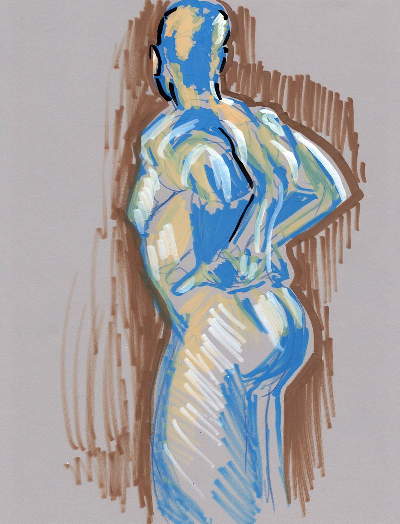 10 minute pose- acrylic marker on toned paper.